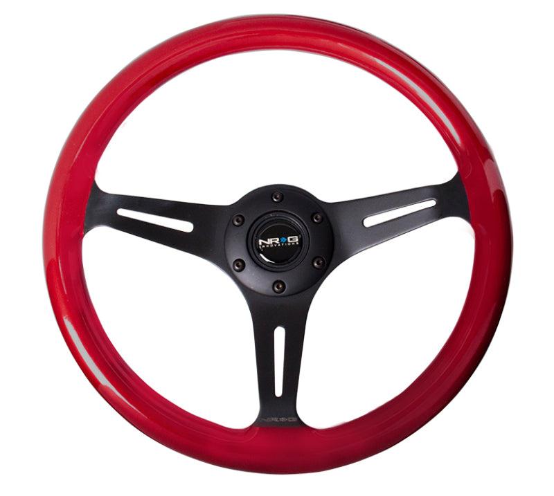 NRG Classic Wood Grain Steering Wheel (350mm) Red Pearl/Flake Paint w/Black 3-Spoke Center NRG Steering Wheels  AXOPROS