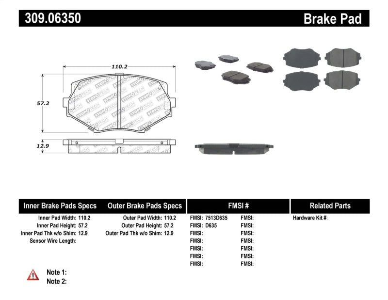 StopTech Performance 94-97/99-05 Miata w/Normal Suspension Front Brake Pads D635 Stoptech Brake Pads - Performance  AXOPROS
