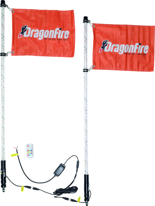 DragonFire Racing Whips - 4Ft Spiral Led Clear Pair DragonFire Racing Whip Lights  AXOPROS