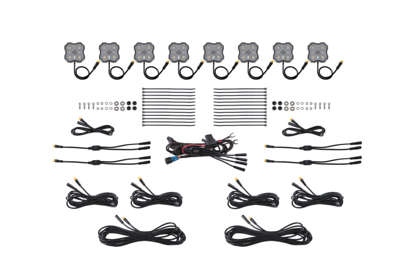 Diode Dynamics Diode Dyamics Rock Light  -Amber/White - M8 8-Pack Light Accessories and Wiring aftermarket performance part