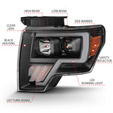 ANZO 2009-2014 Ford F-150 Projector Light Bar G4 H.L. Black Amber ANZO Headlights  AXOPROS
