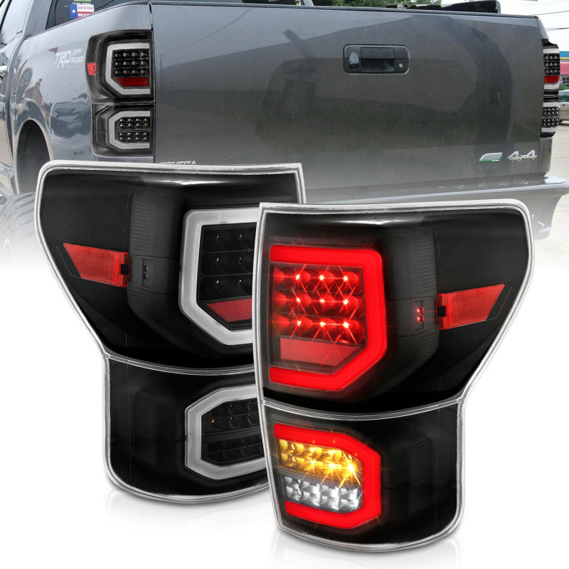 ANZO ANZO 2007-2013 Toyota Tundra LED Taillights Plank Style Black w/Clear Lens Tail Lights aftermarket performance part