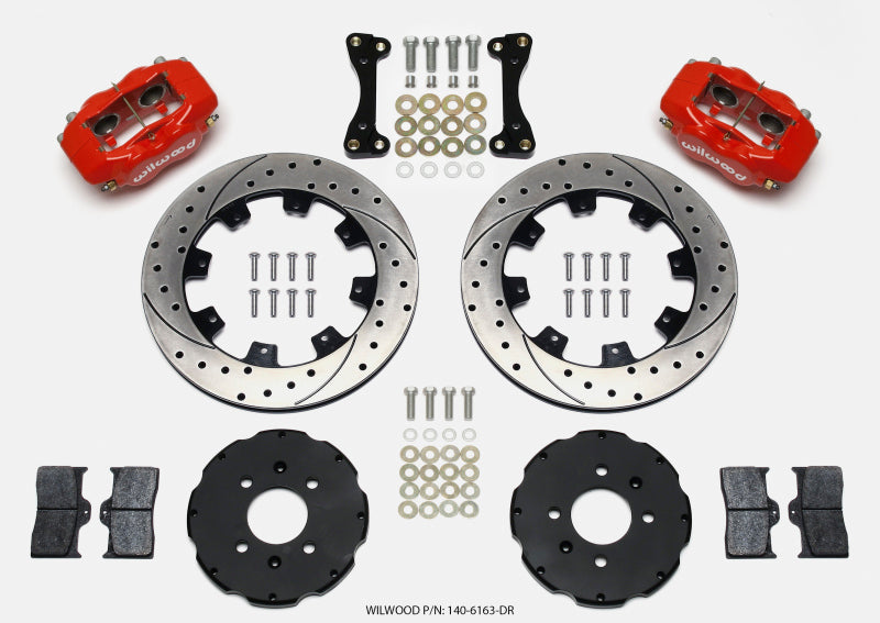 Wilwood Forged Dynalite Front Hat Kit 12.19in Drilled Red 94-01 Honda/Acura w/262mm Disc Wilwood Big Brake Kits  AXOPROS