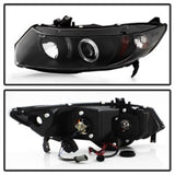 Spyder Honda Civic 06-08 2Dr Projector Headlights LED Halo Black High H1 Low H1 PRO-YD-HC06-2D-HL-BK SPYDER Headlights  AXOPROS