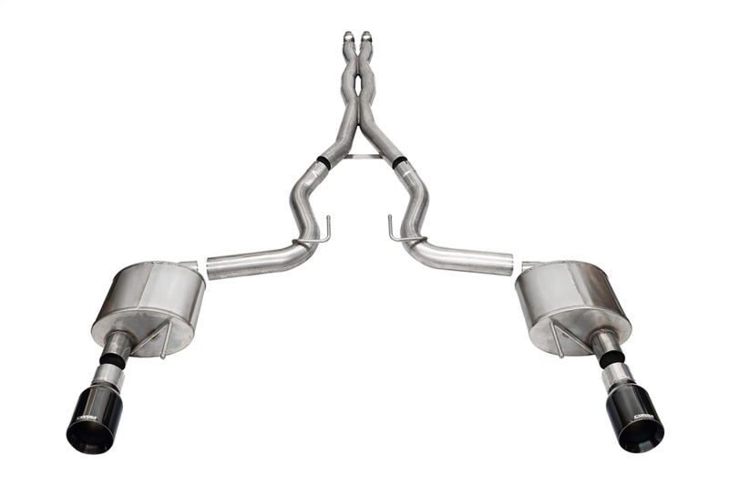 Corsa 24 Ford MustangGT Xtreme Cat-Back Ex.Sys 3.0in Dual Rear Exit w/4.5in Blk PVD StraightCut Tip CORSA Performance Catback  AXOPROS