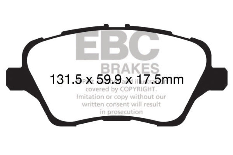 EBC 13+ Ford Fiesta 1.6 Turbo ST Yellowstuff Front Brake Pads EBC Brake Pads - Performance  AXOPROS