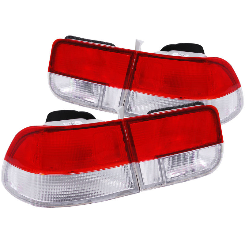 ANZO 1996-2000 Honda Civic Taillights Red/Clear - OEM 4pc ANZO Tail Lights  AXOPROS