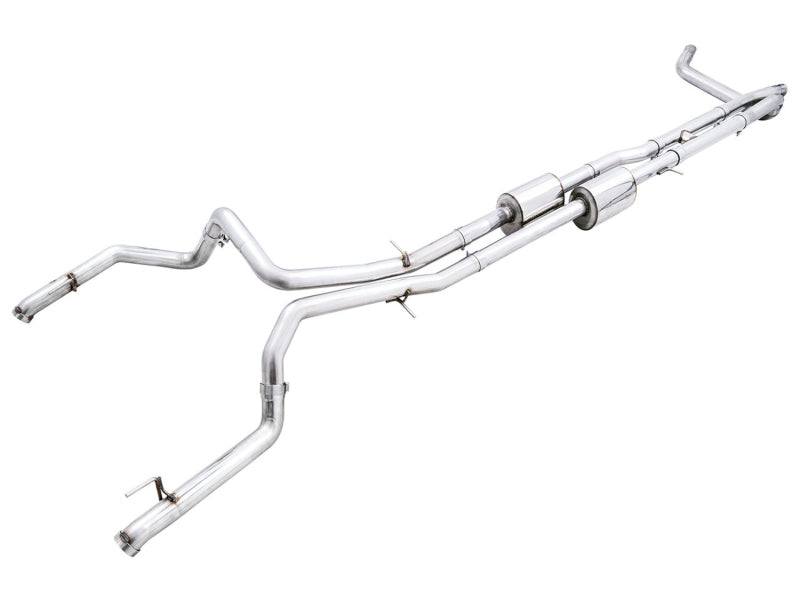 AWE Tuning 22-23 GMC Sierra 1500 AT4X 6.2L 0FG Catback Split Dual (Flat Bumper) - Bashguard(No Tips) AWE Tuning Catback  AXOPROS