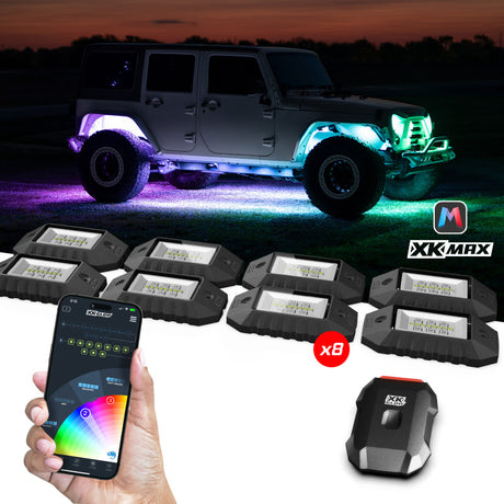 XKGLOW XK Glow RGBW 8pc Addressable LED Rock Light Kit Light Bars & Cubes aftermarket performance part