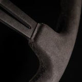 NRG Reinforced Steering Wheel (350mm / 3in. Deep) Black Leather w/ Alcantara Stitching NRG Steering Wheels  AXOPROS