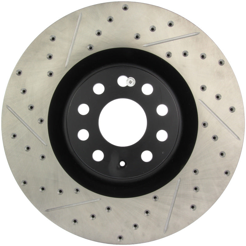 StopTech 09 VW Passat CC / 06-09 Passat Slotted & Drilled Right Front Rotor Stoptech Brake Rotors - Slot & Drilled  AXOPROS