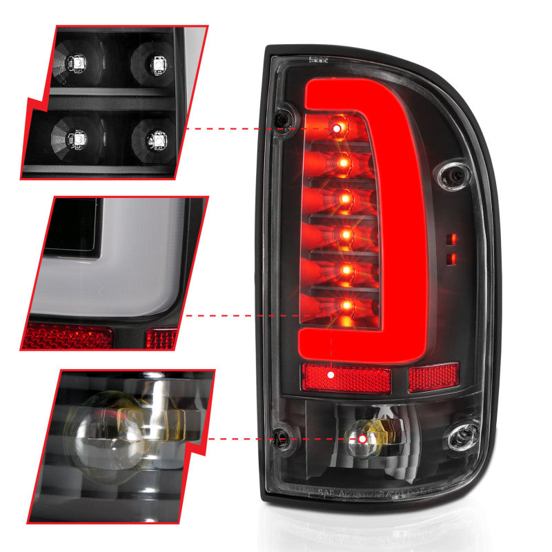 ANZO 95-00 Toyota Tacoma LED Taillights Black Housing Clear Lens (Pair) ANZO Tail Lights  AXOPROS