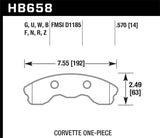 Hawk 06-13 Chevrolet Corvette Z06 DTC-60 Race Front Brake Pads (One Piece) Hawk Performance Brake Pads - Racing  AXOPROS