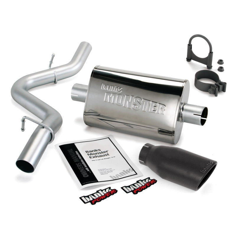 Banks Power 97-99 Jeep 2.5/4.0L Wrangler Slip Fit Cat Monster Exh Sys - SS Single Exh w/ Blk Tip Banks Power Catback  AXOPROS