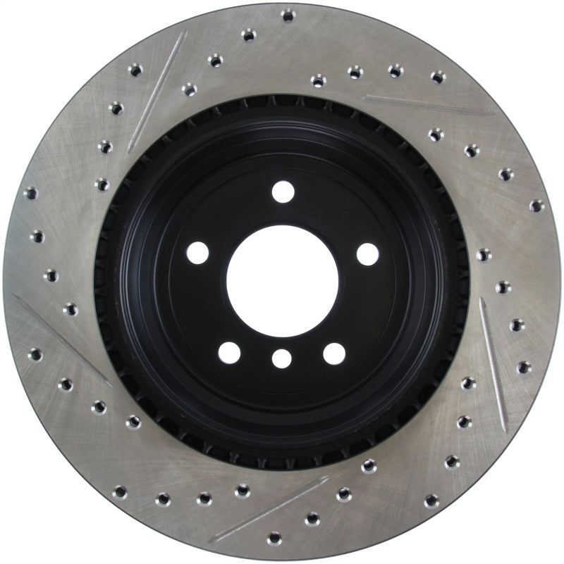 StopTech 06 BMW 330 / 07-09 BMW 335 Slotted & Drilled Left Rear Rotor Stoptech Brake Rotors - Slot & Drilled  AXOPROS