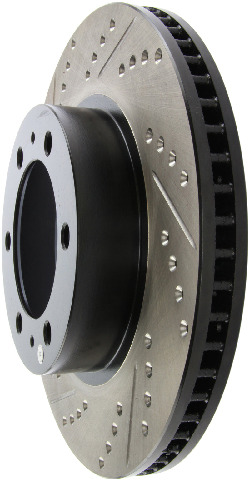 StopTech 07-08 Toyota FJ Cruiser / 05-08 Tacoma (6 lug) / 03-08 4 Runner (319mm disc) SportStop Slo Stoptech Brake Rotors - Slot & Drilled  AXOPROS