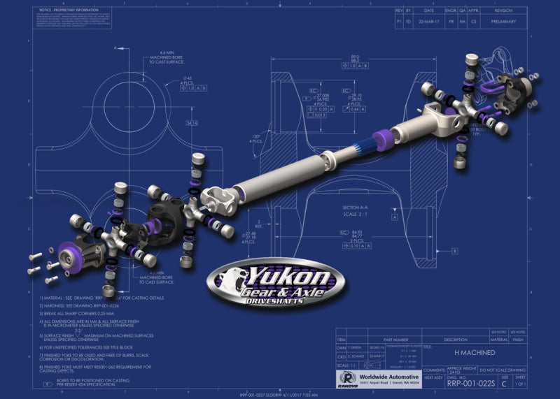Yukon Gear Heavy Duty Driveshaft for 12-16 Jeep JK Front A/T Only Yukon Gear & Axle Driveshafts  AXOPROS