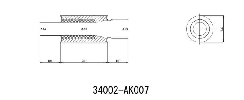 HKS UNIVERSAL EX H/M SUS 130-65 (MOQ: 8pcs) HKS Muffler  AXOPROS