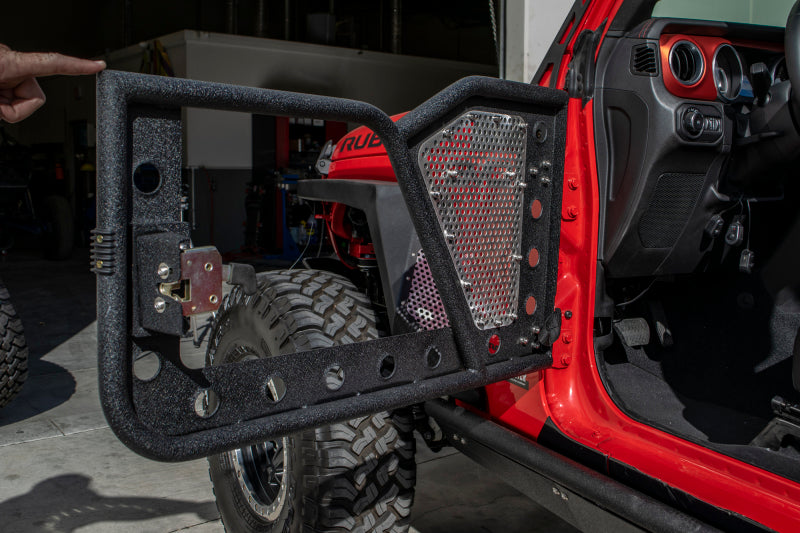 DV8 Offroad Jeep 18+ Wrangler JL / 20+ Gladiator JT Front Rock Doors w/ Perforated Aluminum Mesh DV8 Offroad Doors  AXOPROS