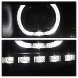 Xtune Chevy Silverado 1500/2500/3500 07-13 LED Halo Projector Headlights Black PRO-JH-CSIL07-CFB-BK SPYDER Headlights  AXOPROS