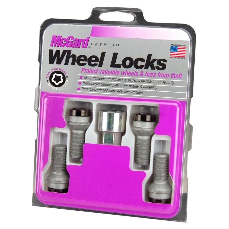 McGard Wheel Lock Bolt Set - 4pk. (Radius Seat) M14X1.5 / 17mm Hex / 27.0mm Shank Length - Black McGard Wheel Bolts  AXOPROS