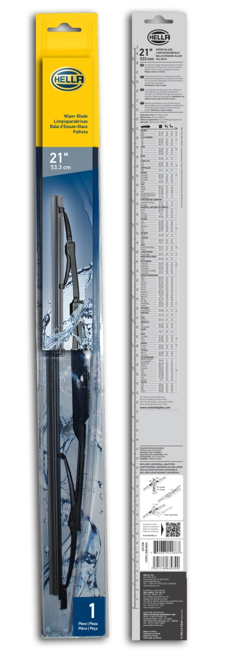 Hella Standard Wiper Blade 21in - Single Hella Exterior Trim  AXOPROS