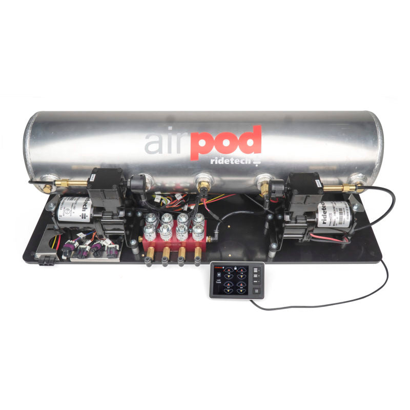 Ridetech RidePro E5 Air Ride Suspension Control System 5 Gallon Dual Compressor AirPod 1/4in Valves Ridetech Air Compressor Systems  AXOPROS