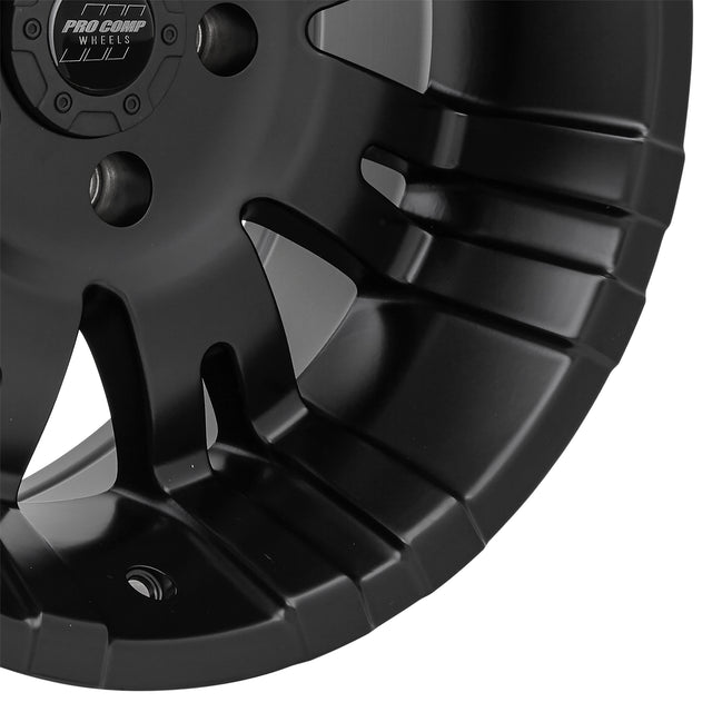 Raven Satin Black 17x9 5x5 4.75BS Offset -6mm Cap P/N 8327041 Pro Comp Wheel  AXOPROS