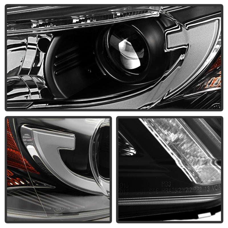 Spyder Honda Accord 2013-2015 4DR Projector Headlights Light Bar DRL Black PRO-YD-HA13-LBDRL-BK SPYDER Headlights  AXOPROS