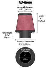 K&N Universal Clamp-On Air Filter 4in FLG / 6-1/2in B / 4-1/2in T / 6in H K&N Engineering Air Filters - Universal Fit  AXOPROS