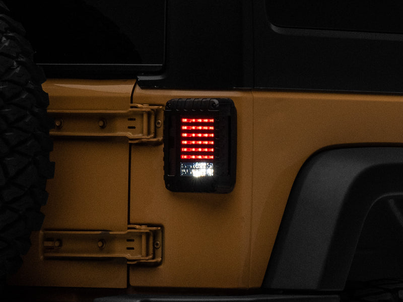 Raxiom 07-18 Jeep Wrangler JK LED Tail Lights- Black Housing (Smoked Lens) Raxiom Tail Lights  AXOPROS