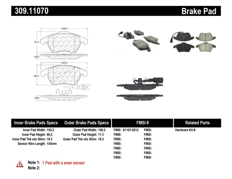 StopTech Performance 06-10 Audi A3 / 08-10 Audi TT / 06-09 VW GTI / 05-10 Jetta Front Brake Pads Stoptech Brake Pads - Performance  AXOPROS
