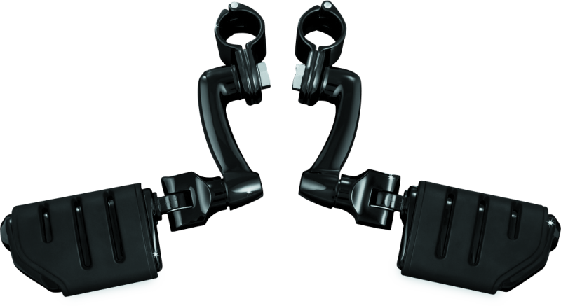 Kuryakyn Longhorn Trident Offset Highway Pegs With 1-1/4 in Clamps Black Kuryakyn Footpegs  AXOPROS