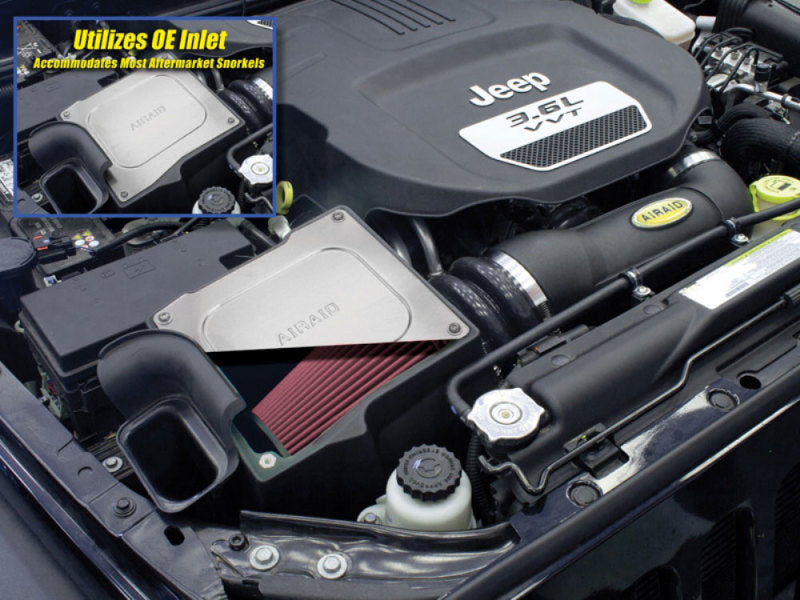 Airaid 12-14 Jeep Wrangler JK 3.6L Pentastar MXP Intake System w/ Tube (Dry / Red Media) Airaid Cold Air Intakes  AXOPROS
