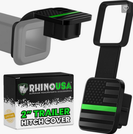 Rhino USA Rhino USA 2In American Flag Hitch Cover - Black & Green Hitch Accessories aftermarket performance part