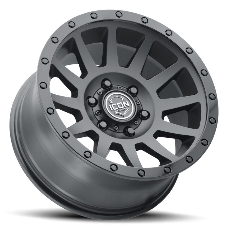 ICON Compression 18x9 6x5.5 0mm Offset 5in BS 106.1mm Bore Double Black Wheel ICON Wheels - Cast  AXOPROS