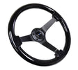 NRG Reinforced Steering Wheel (350mm / 3in. Deep) Black w/Black Chrome Solid 3-Spoke Center NRG Steering Wheels  AXOPROS