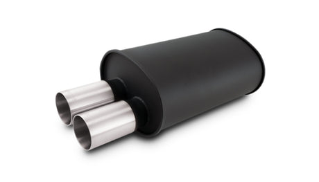 Vibrant Streetpower Flat Blk Muffler 9.5x6.75x15in Body Inlet ID 3in Tip OD 3in w/Dual Straight Tips Vibrant Muffler  AXOPROS