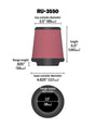 K&N Universal Rubber Filter 3 1/2 inch FLG / 4 5/8 inch Base / 3-1/2 inch Top / 5 1/2 inch Height K&N Engineering Air Filters - Universal Fit  AXOPROS