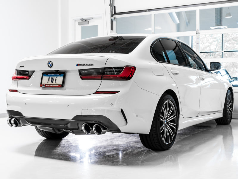 AWE Tuning 2019+ BMW M340i (G20) Track Edition Exhaust - Quad Chrome Silver Tips AWE Tuning Catback  AXOPROS