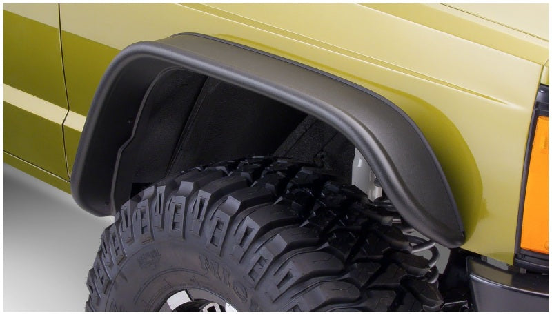 Bushwacker 84-01 Jeep Cherokee Flat Style Flares 2pc - Black Bushwacker Fender Flares  AXOPROS