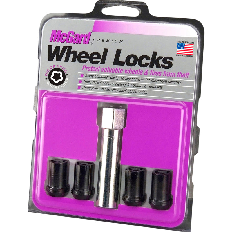 McGard Wheel Lock Nut Set - 4pk. (Tuner / Cone Seat) M12X1.5 / 13/16 Hex / 1.24in. Length - Black McGard Lug Nuts  AXOPROS