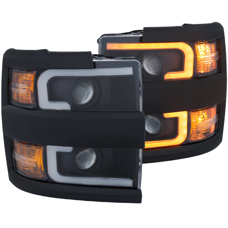 ANZO Projector Headlights 15-17 Chevrolet Silverado 2500HD / 3500HD Black w/ Black Rim ANZO Headlights  AXOPROS