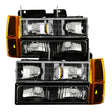 xTune GMC Yukon 94-99 Headlights w/ Corner & Parking Lights 8pcs Sets -Black HD-JH-GCK94-AM-BK-SET SPYDER Headlights  AXOPROS