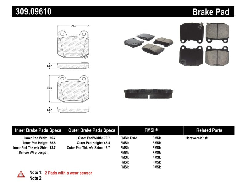 StopTech Performance ST-22 2-Piston Rear Caliper Brake Pads Stoptech Brake Pads - Performance  AXOPROS