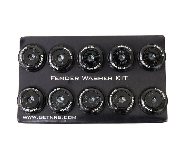 NRG NRG Fender Washer Kit w/Color Matched M6 Bolt Rivets For Plastic (Black) - Set of 10 Hardware Kits - Other aftermarket performance part