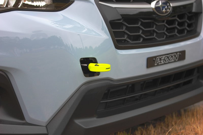Perrin 2022 Subaru WRX / 18-21 Crosstrek / 14-21 Forester Tow Hook Kit (Front) - Neon Yellow Perrin Performance Tow Hooks  AXOPROS