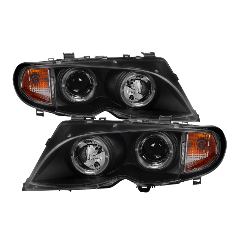 Spyder BMW E46 3-Series 02-05 4DR Projector Headlights 1PC LED Halo Blk PRO-YD-BMWE4602-4D-AM-BK SPYDER Headlights  AXOPROS