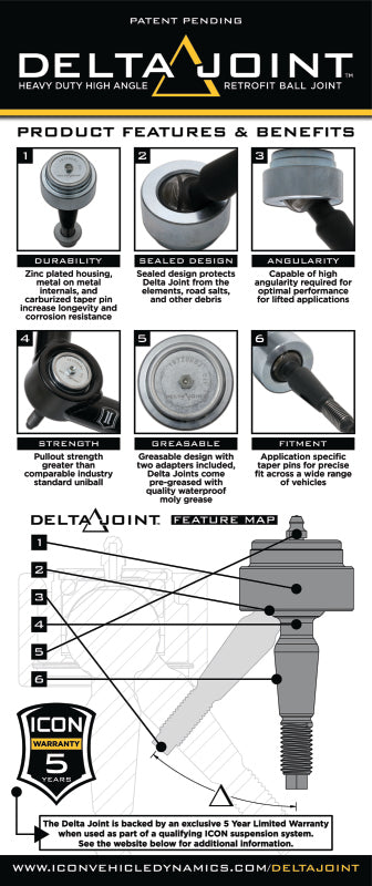 ICON ICON 96-04 Toyota Tacoma Billet Upper Control Arm DJ Kit Control Arms aftermarket performance part