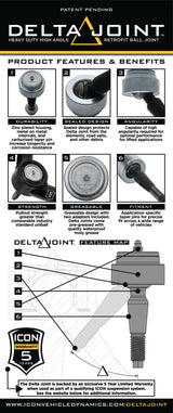 ICON ICON 96-04 Toyota Tacoma Billet Upper Control Arm DJ Kit Control Arms aftermarket performance part